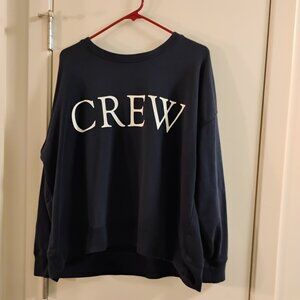 J. Crew Men's "Crew" logo Crewneck Sweatshirt Large Dark Blue